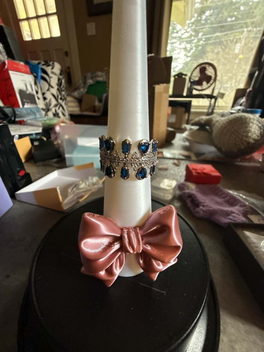 Blue and Clear Stone Fashion Ring Size 8